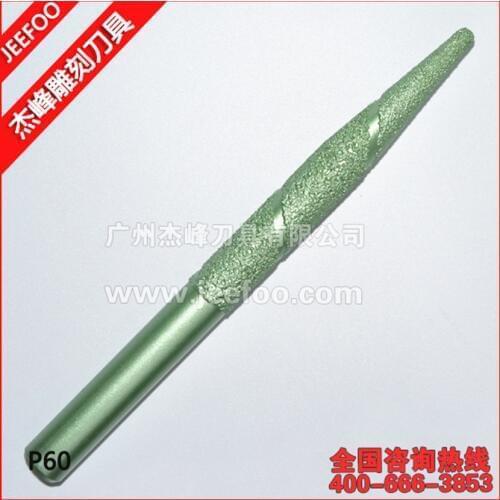 P60-16*6*120mm V Shape Ball Nose Bit CNC Grinding Diamond Stone Router Bits Milling Cutter for Engraving 3D Letter Carving