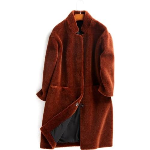 Womens Fur Coat Natural Wool Female Jacket Sheep Shearling Coats Women 2020 Autumn Winter Long Trench Jackets YJRLJ