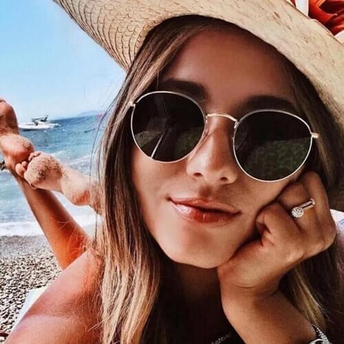 Metal Classic Vintage Sunglasses Women Brand Designer Round Glasses Male Female Small Frame Mirror Oculos De Sol Masculino