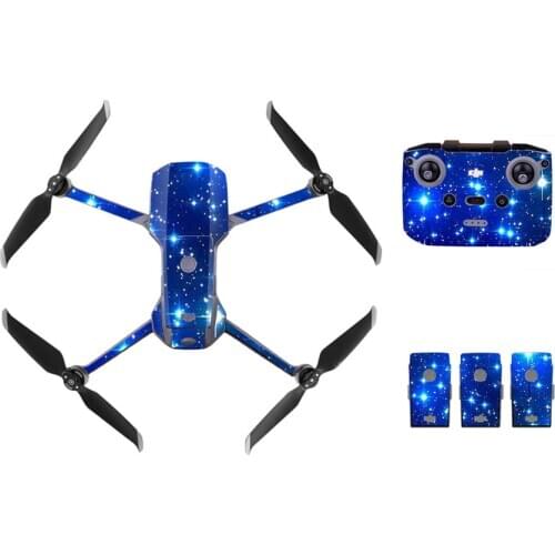 Blue Starry Sky Style Decal Skin Sticker For DJI Mavic Air 2 Drone + Remote Controller + 3 Batteries Protection Film Cover