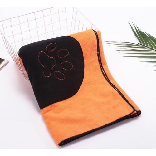 Pet Dog Bath Towel Microfiber Ultra-Absorbent Cat Dog Pet Drying Towel Blanket With Double Pocket For Puppy Dog Bathrobe