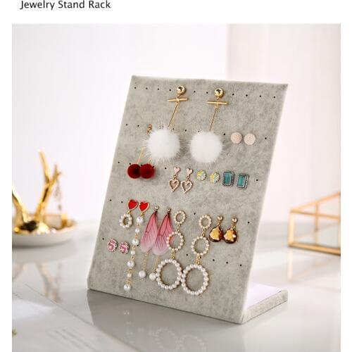 60 Holes L-type Suede Jewelry Stand Earrings Ear Studs Display Earring Holder Jewelry Display Rack Jewelry Organizer Fashion