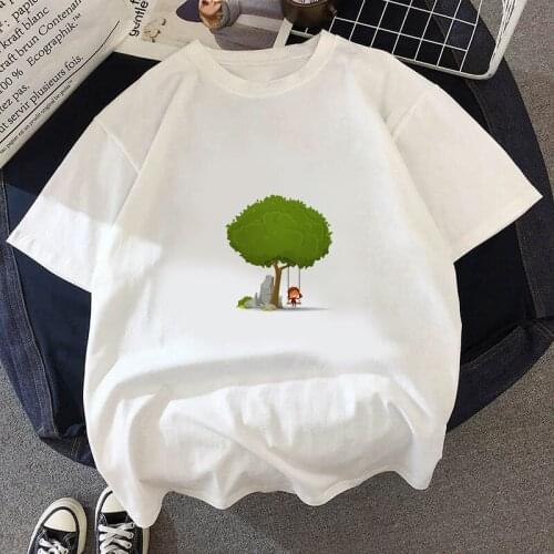 2021 Women T Shirts Oversized T-Shirt Trees Graphic Print Casual Summer Short Sleeve Fashion Harajuku Aesthetic White Tee Tshirt