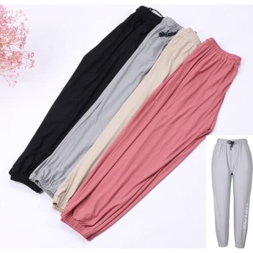 Yoga Pants Plus Size Womens Brethable Cool Pants Ice Silk Casual Loose Trousers Fashion Solid Color Sport Wear