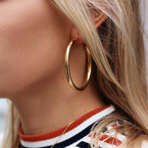 New Fashion Big Circles Hoop Earrings For Women Punk Jewelry Vintage Gold Silver Color Statement Earrings Femme Brincos