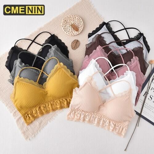 2020 Bralette Bra Women Push Up Lace Bra Triangle Bralette Sexy Seamless Wire Free Underwear Soutien Gorge Cross Back B0167