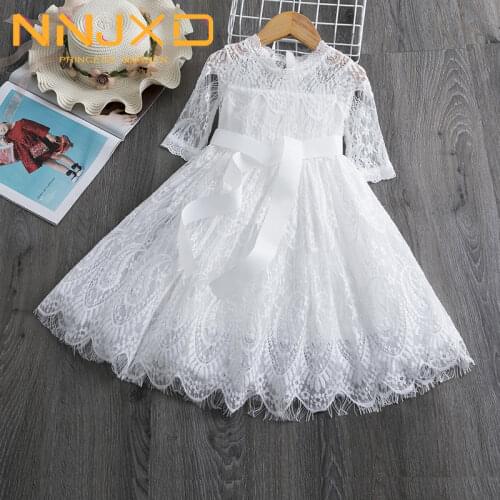 3-8T Summer Elegant Flower Lace Dress For Girl Princess Party Wedding Dress Ceremony Prom Gown Communion Teen Girl Clothes