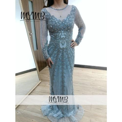 MYMB Couture Elegant Dress Women For Wedding Party Long Sleeve Evening Gown Muslim Dubai Evening Dress MY81103