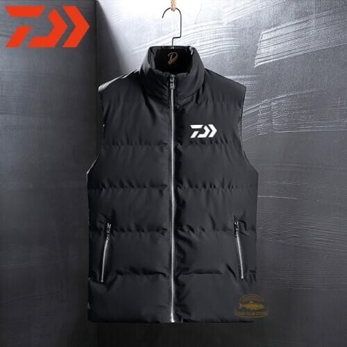 DAIWA Winter Fishing Vest Mens Outdoor Sports Windproof Fishing Clothes Hiking Warm Fishing Vest Daiwa Down Cotton Vest