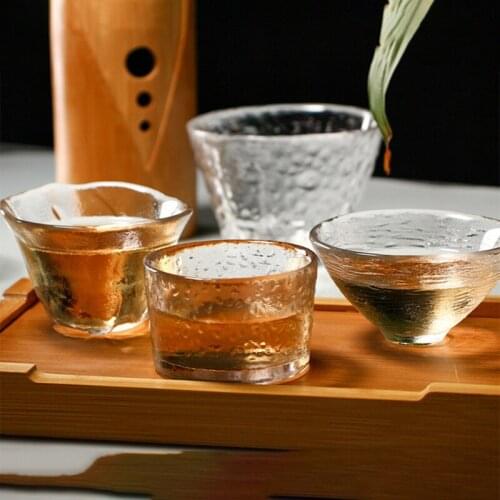 1Pc Heat Resistant Glass Cup creative gift Japanese Style Handmade Hammered Small Teacup Sake Cup Tea Glass Cup