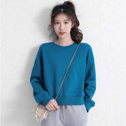 2021 Autumn Womens Pullovers Oversize Female Loose Cotton Solid color Warm Women Sweatshirts Lady Fashion Plus Size