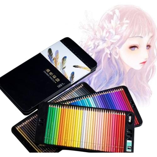 24/36/48/72/120 Colors Oil Colors Pencil Artistic Color Lead Brush Sketch Wood Pencils Set Hand-Painted Supplies with Metal Box