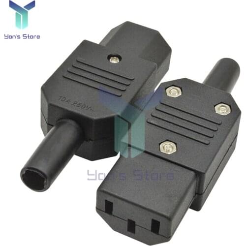 5PCS AC 250V 10A Aviation Grounding Plug Female Power Adapter 3 Terminals IEC320 C13 AC Power Connector Iron Core High Quality