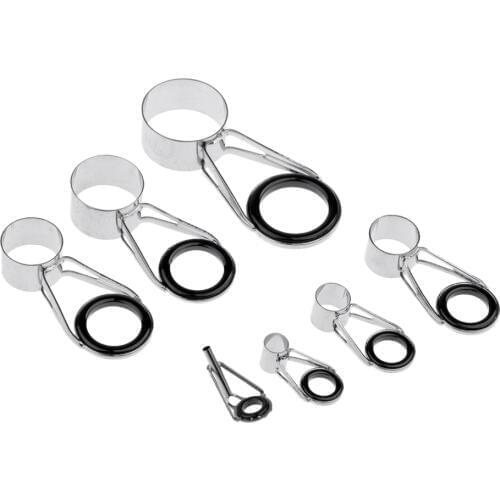 7 Pieces Fixed Sizes Fishing Rod Guide Tips Repair Rings Eyes Sea Pole Casting Rod Guide Kits 5mm/6mm/10mm/13mm/16mm/19mm/22mm