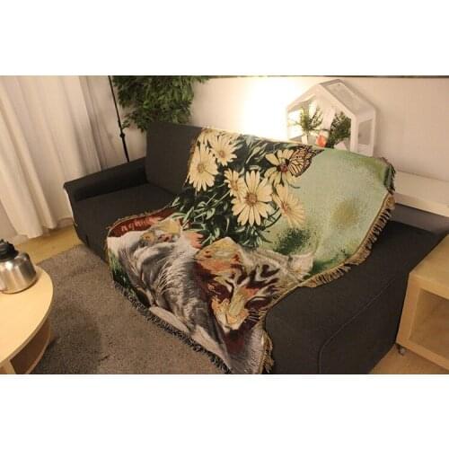 American country leisure throws fabric sofa towel cover cat oil painting blanket