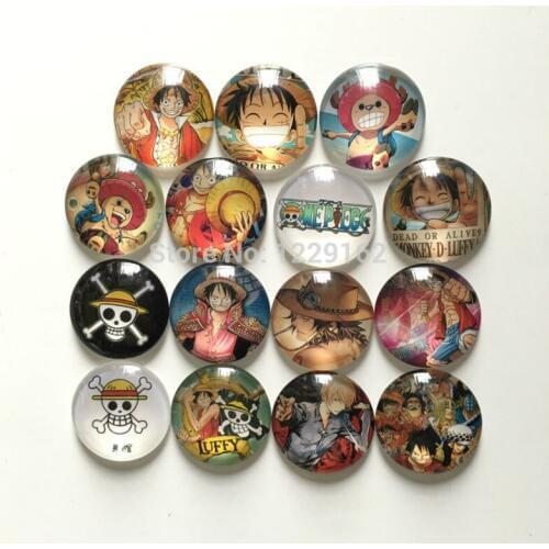 Free shipping (15pcs/lot) Anime Cartoon fridge magnet Round Crystal Glass message sticker Kitchen home Decoration