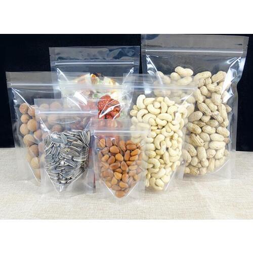 Large Zip lock clear plastic bag Stand up Gift dried food fruit tea packaging Pouches Zipper Sel Sealing Bag with zipper