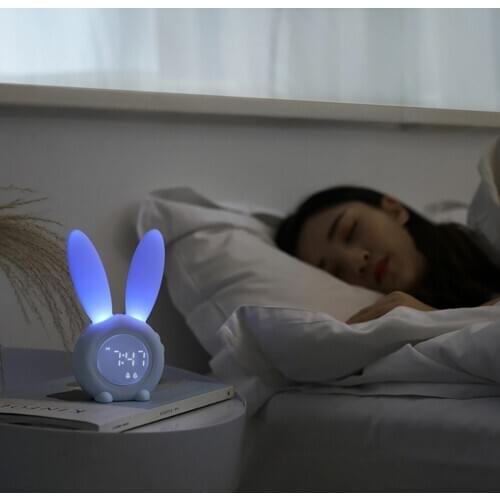 Fast shipping Despertador infantil Creative Kawaii Rabbit Table clock Alarm Clock LED Digital Snooze Cartoon Electronic Clock