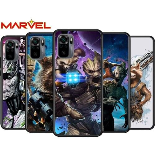Rocket Raccoon Marvel for Xiaomi Redmi Note 10 10S 9 9T 9S 9Pro Max 8T 8Pro 8 7 6 5 Pro 5A 4X 4 Soft Black Phone Case