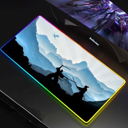 RGB LED Japanese Bushido Samurai Gaming XL Mouse Pad Mousepad Mause Pad Keyboard Desk Carpet Game Rubber No-slip Mouse Mat Gamer