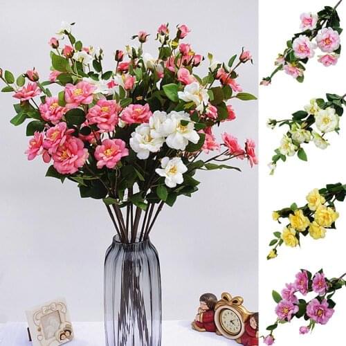 2021 1Pc 75cm Beautiful With Leaves Fadeless Artificial 7 Heads Iceberg Rose Flower Home Hotel Shop Cafe Decoration Gift