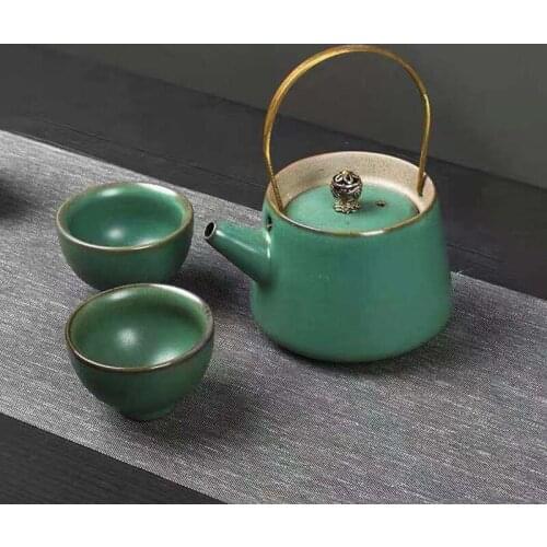 Stoneware Retro Hand-Style Literary Ceramic Teapot Kungfu Tea Set Japanese Creative Red Teapot Household Goods Gifts