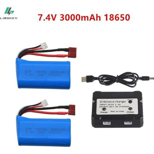 7.4V 3000mAh lipo Battery 18650 for Q46 Wltoys 10428 /12428/12423 RC Car Spare Parts with charger 7.4V 2S battery for toys parts