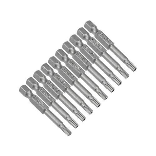 10 Pcs 1/4" Hex Shank TT20 Magnetic Security Torx Screwdriver Bits 50mm Length