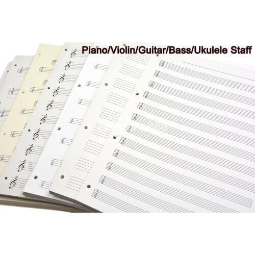 Music Piano Staff Note Sheet Guitar/Bass/Ukulele Chord B5 File Binder Archives Holder Folder For Student Music Staff