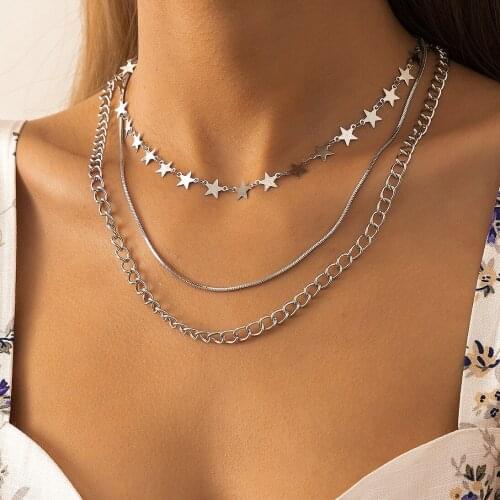 New Fashion Simple Personality Thin Chain Clavicle Chain Ins Hip-hop Sweet Cool Set Necklace European and American Style Jewelry