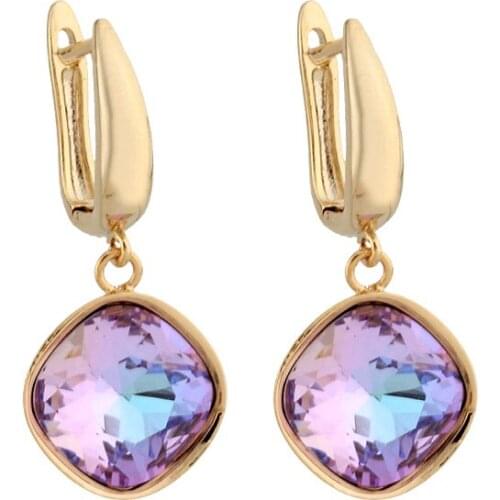 2020 trendy New arrival Unusual earrings Gold Color Dangle earrings Jewelry for women luxury korean style 7 Color Glass Jewelry