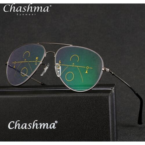 CHASHMA Brand Progressive Multifocal Lens Reading Glasses Men Presbyopia Hyperopia Bifocal Glasses Titanium Oculos De Grau 1.5