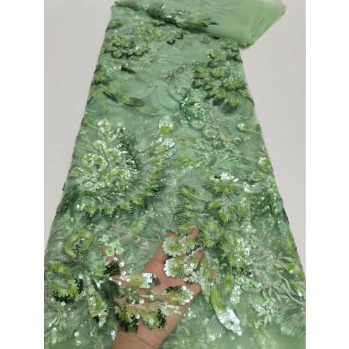 Wholesale price 5yards high quality African sequins lace fabric shining French net lace fabric for making party dress SL45
