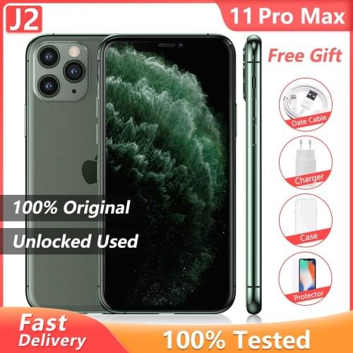 100% Original Apple iPhone 11 Pro Max Triple Rear Camera Cellphone 6.5" 4GB + 64/256/512GB A13 Chipset Unlocked Used SmartPhone