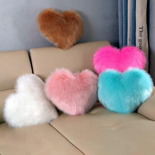 Plush Throw Pillow Cover Heart Shaped Pillow Love Hugging Pillow Case Wool Velvet Sofa Pillow Cushion Cover Home Decoration Pink