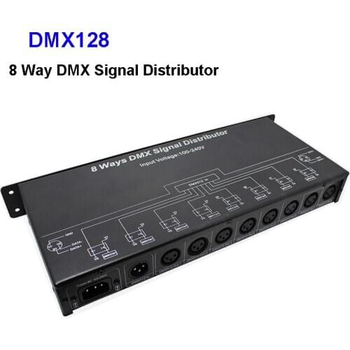 DMX signal distributor AC 110V~220V DMX128 8 Channel DMX controller/amplifier/Splitter/DMX signal repeater/8 output ports