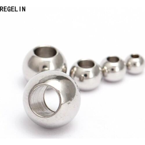 REGELIN Stainless Steel Loose Beads Spacer Beads 3/4/5/6/8/10mm 100PCs For DIY Bracelet & Necklace Accessories Jewelry Making