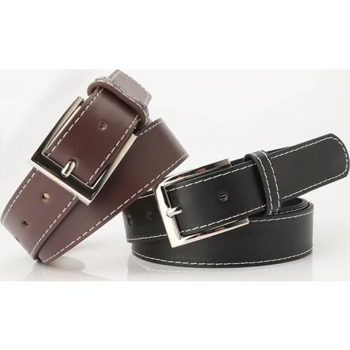 120cm Womens Genuine Leather Fashion Retro Belt High Quality Luxury Brand Ladies Metal Double Buckle New Belt with Jeans Gift