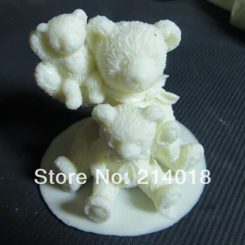 Family of three Modelling of the Little bear fondant Cake decoration mold for fondant mold Handmade soap mold No.:si370