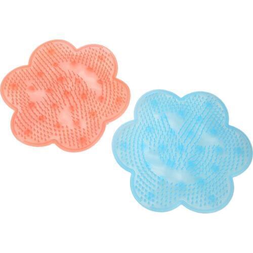 Silicone Bath Mat No Slip Round Spa Shower Bathroom Feet Back Brush Massager Bath Foot Brush Dead Skin Anti Slip Shower Pad