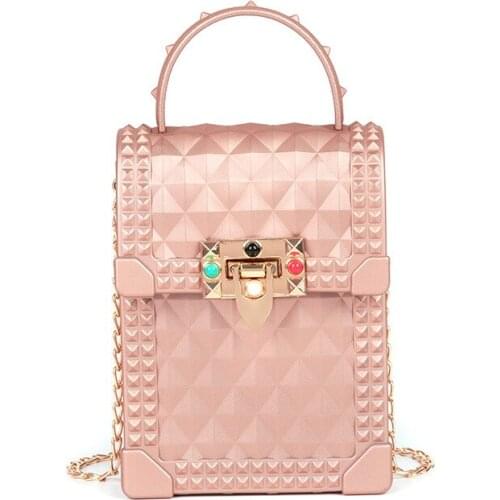 New Fashion Jelly Bag Rivet Phone Handbag Mini Chain Crossbody Bag for Women Messenger Bags Ladies Shoulder Purse