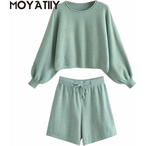 MOYATIIY Fashion Women Sets Tops&Shorts Sweatshirt Causal Sport Style Sweatshirts Drawstring Adjustable Female Top Outdoor Wear