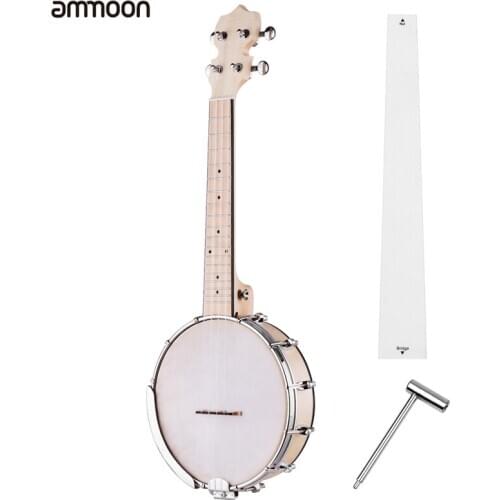 Ammoon Banjolele Concert 23 inch Banjo Ukulele 4 String Maple Body Okoume Neck with Tuning Wrench Bridge Positioning Ruler