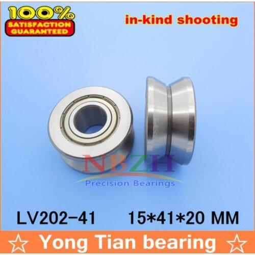 V Groove Guide roller bearings LV202-41ZZ V-41 RV202/15.41-20 15*41*10 (Precision double row balls) ABEC-5