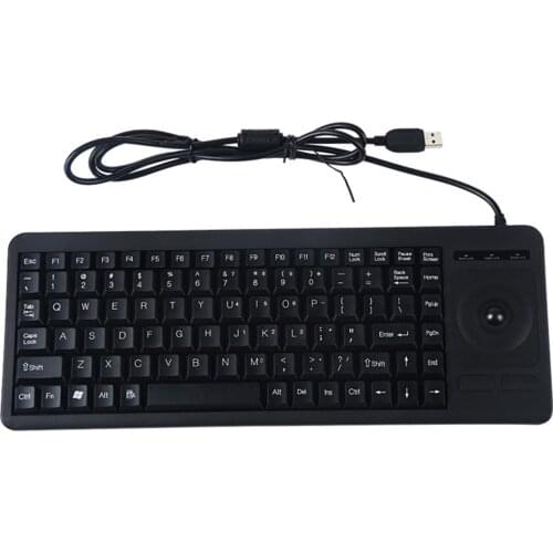 Anti-Interference Anti-Static Wired Industrial Keyboard Portable Conductive Rubber Keyboard Black - With Trackball Mouse