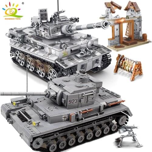 Military Series Large Panzer Tank Building Blocks Weapon WW2 Tank Army Figure City BricksMould King Toys For Children