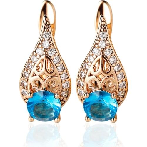 Hanreshe Blue Crystal Stud Earrings Christmas Women Gift Gold Color Water Drop Shape Small Charm Earrings Cute Romantic Jewelry