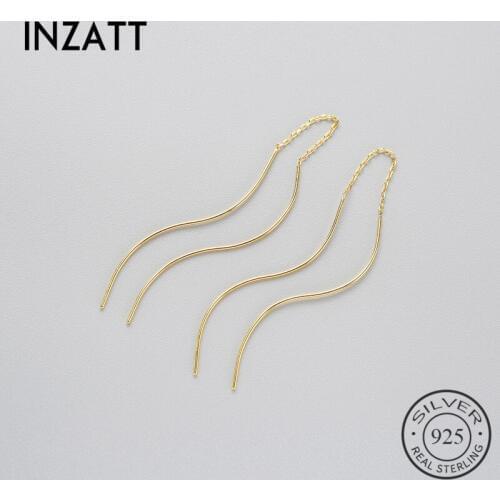 INZATT Minimalist Real 925 Sterling Silver Twisted Drop Earrings Trendy Anti-allergy Pin Women Jewelry Accessories For Lover