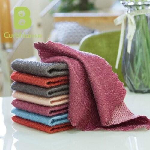 Curbblan 1/2/3 PC Dishcloth Household Absorbent Cleaning Cloth Microfiber PP Silk Kitchen Dish Towel Rag Kitchen Clean Tools