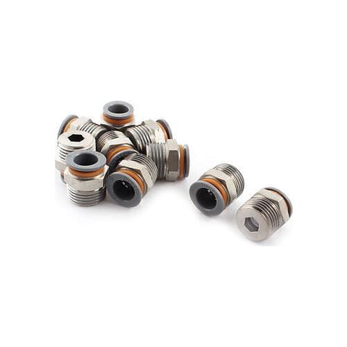 10Pcs 1/2PT Pneumatic Nylon 12mm Tube Straight Fittings Male Connectors Free shipping